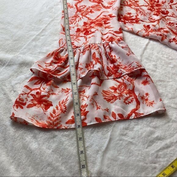 Violet + Claire Floral Orange/White Semi-Sheer Blouse Size XL - Picture 9 of 10